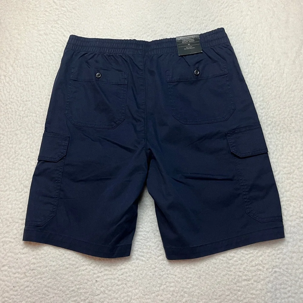 Banana Republic Cargo Shorts Mens M Preppy Navy 10 Inch Lightweight Elastic